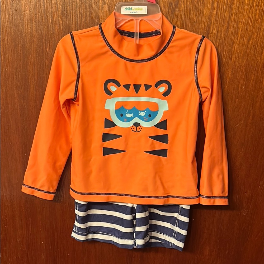 Child of Mine Orange and Blue Rashguard Set
